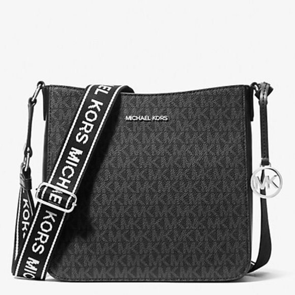 NEW Michael Kors Jet Set Travel Small Black Signature Crossbody Messenger Bag - Picture 1 of 7